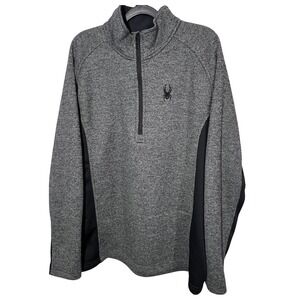 Spyder Quarter Zip Pullover Men's Size XXL Gray Black Long Sleeve Sweater